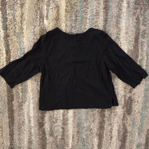 ERIKA Black Linen & Rayon Casual Button Down XL - Picture 4 of 4